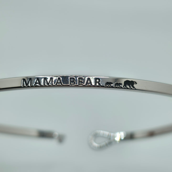MAMA BEAR Inspirational Message Bracelet Positive Message Engraved Thin Bangle - Jewelry