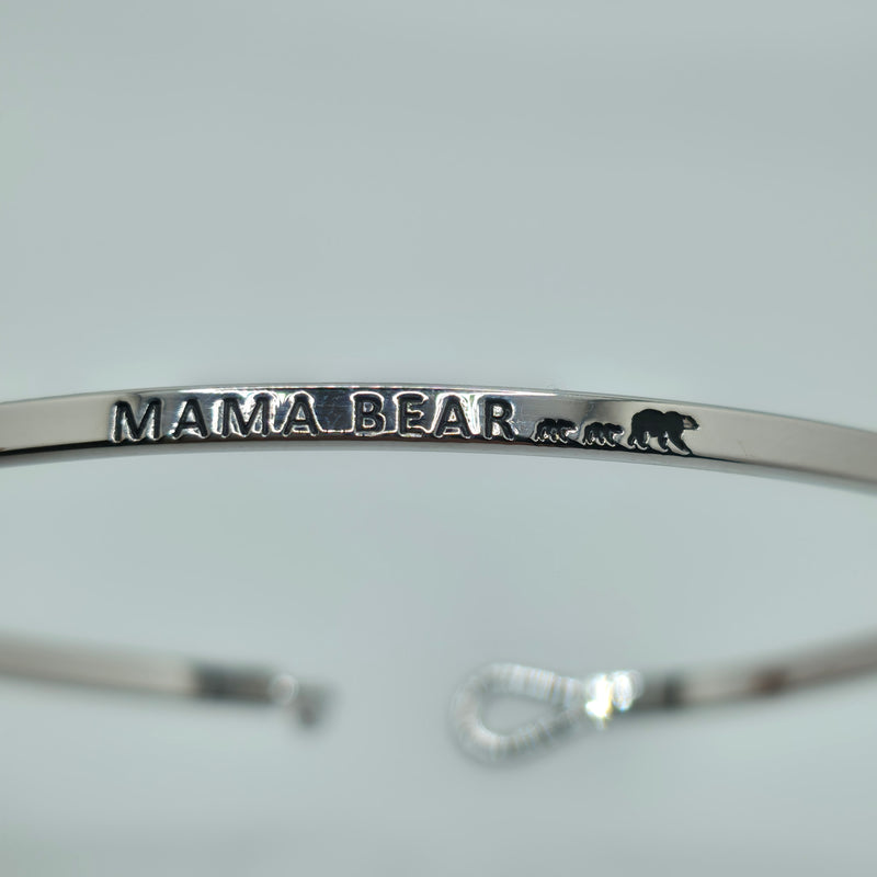 MAMA BEAR Inspirational Message Bracelet Positive Message Engraved Thin Bangle - Jewelry