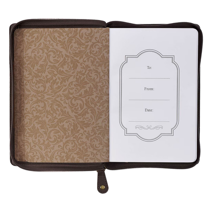 Man of God Honey-brown and Espresso Faux Leather Journal with Zipper Closure - 1 Timothy 6:11