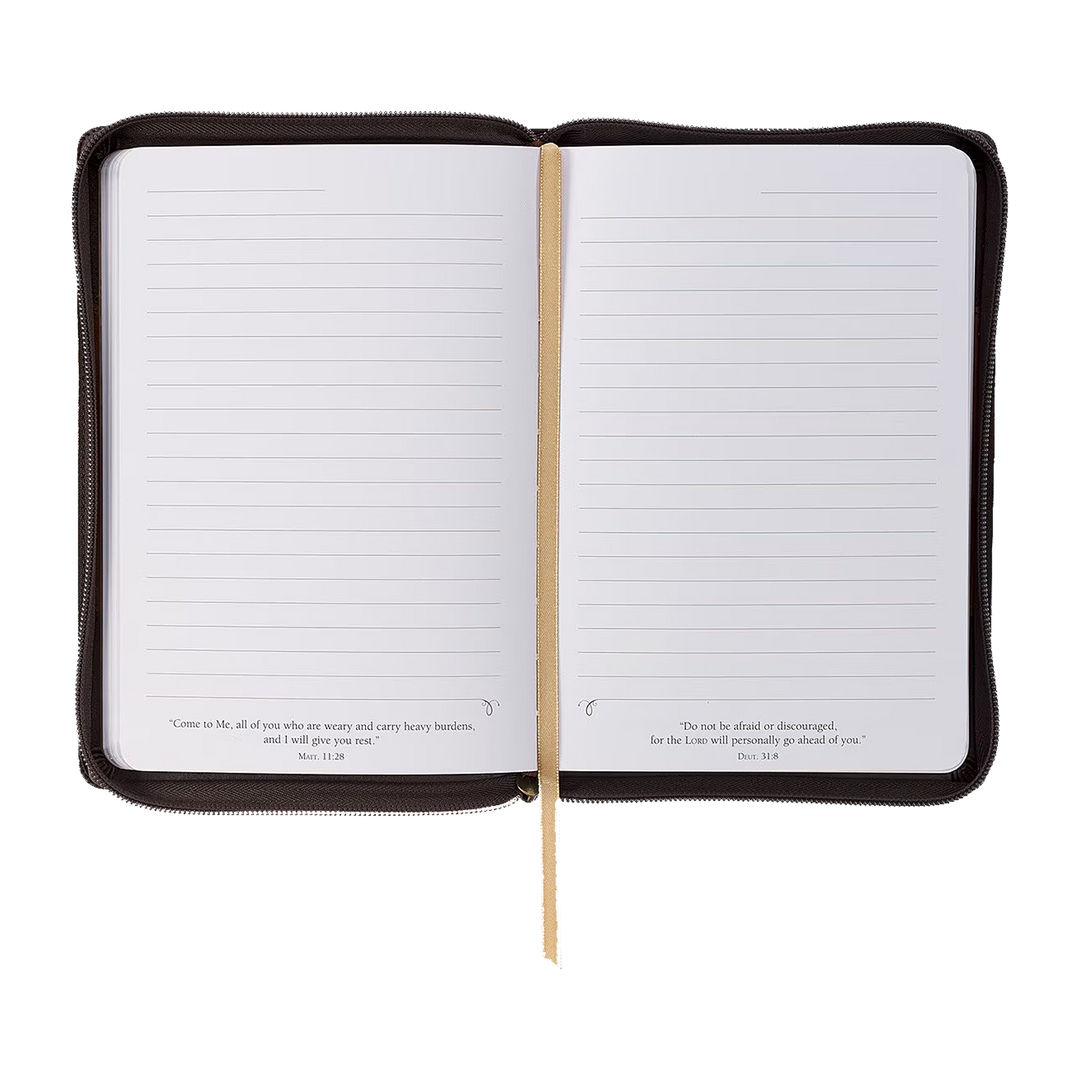 Man of God Honey-brown and Espresso Faux Leather Journal with Zipper Closure - 1 Timothy 6:11