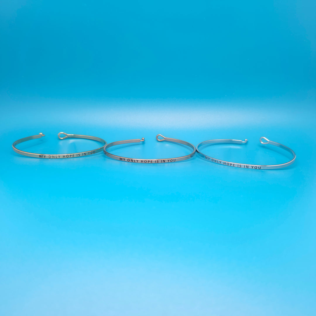 MY ONLY HOPE IS IN YOU Inspirational Message Bracelet Positive Message Engraved Thin Bangle - Jewelry