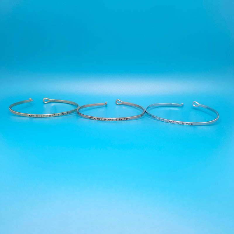 MY ONLY HOPE IS IN YOU Inspirational Message Bracelet Positive Message Engraved Thin Bangle - Jewelry
