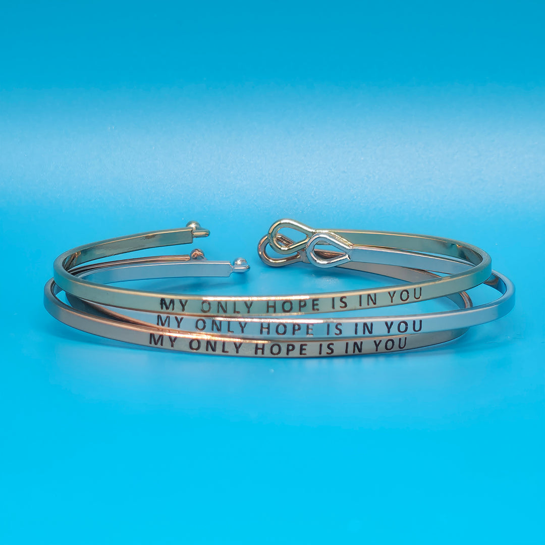 MY ONLY HOPE IS IN YOU Inspirational Message Bracelet Positive Message Engraved Thin Bangle - Jewelry