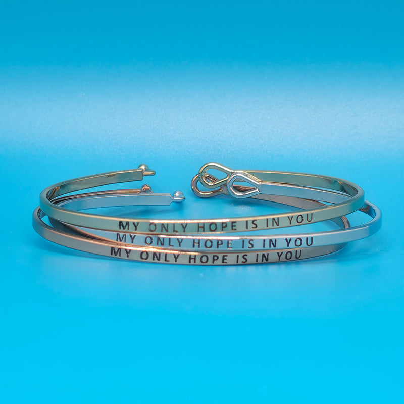 MY ONLY HOPE IS IN YOU Inspirational Message Bracelet Positive Message Engraved Thin Bangle - Jewelry