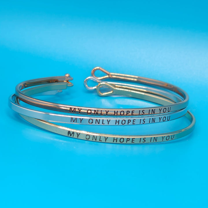 MY ONLY HOPE IS IN YOU Inspirational Message Bracelet Positive Message Engraved Thin Bangle - Jewelry
