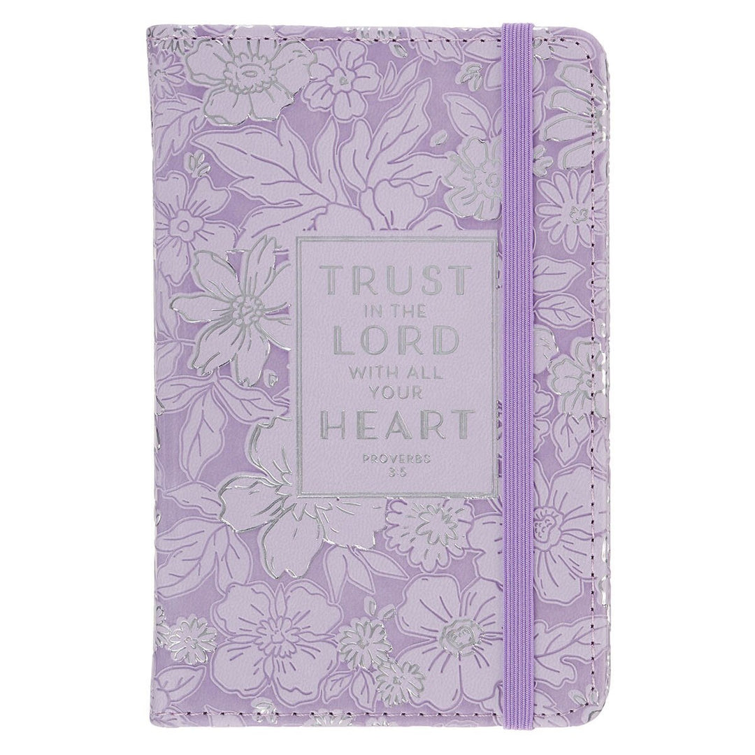 Trust in the Lord Lilac Floral Hardcover Notebook with Elastic Band Closure - Proverbs 3:5