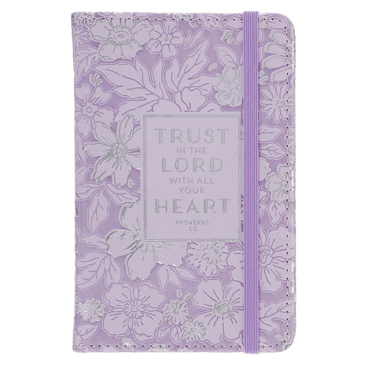 Trust in the Lord Lilac Floral Hardcover Notebook with Elastic Band Closure - Proverbs 3:5
