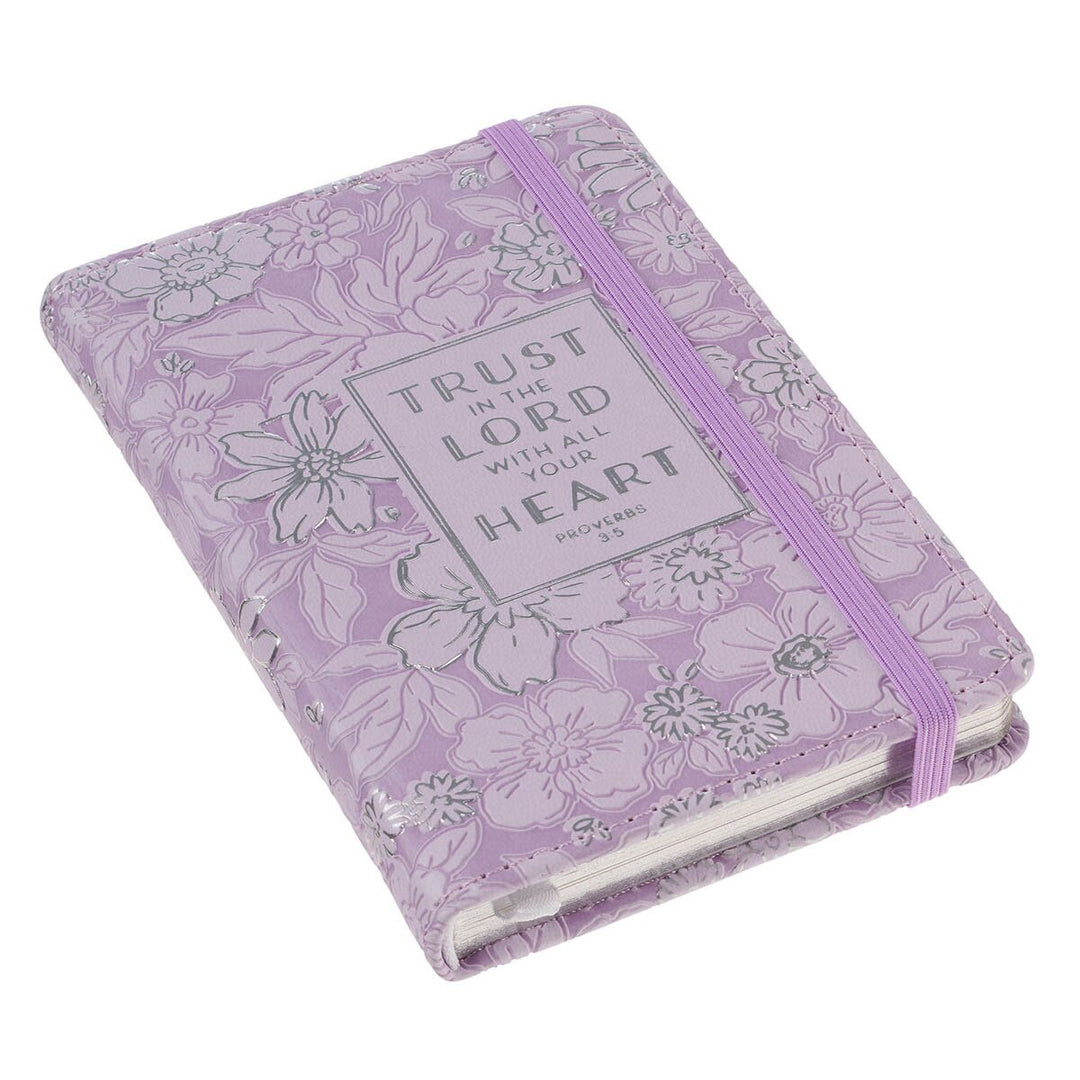 Trust in the Lord Lilac Floral Hardcover Notebook with Elastic Band Closure - Proverbs 3:5