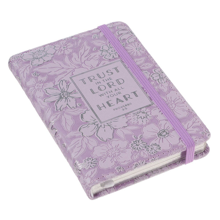 Trust in the Lord Lilac Floral Hardcover Notebook with Elastic Band Closure - Proverbs 3:5