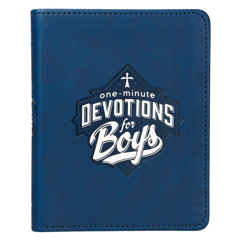 One-Minute Devotions for Boys Blue Faux Leather Devotional BY JAYCE O&