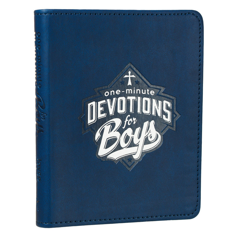 One-Minute Devotions for Boys Blue Faux Leather Devotional BY JAYCE O&