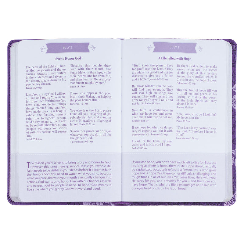 Purple Faux Leather Pocket Devotional for Girls