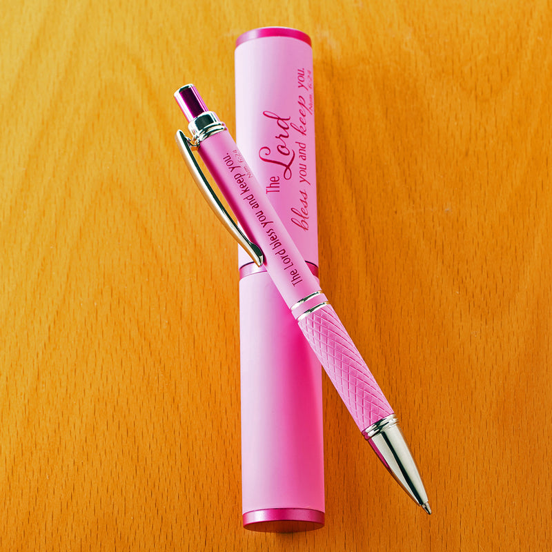 Stylish Pen and Case - Pink - "The Lord Bless You And Keep You."  Num. 6:24