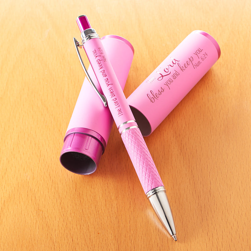 Stylish Pen and Case - Pink - "The Lord Bless You And Keep You."  Num. 6:24