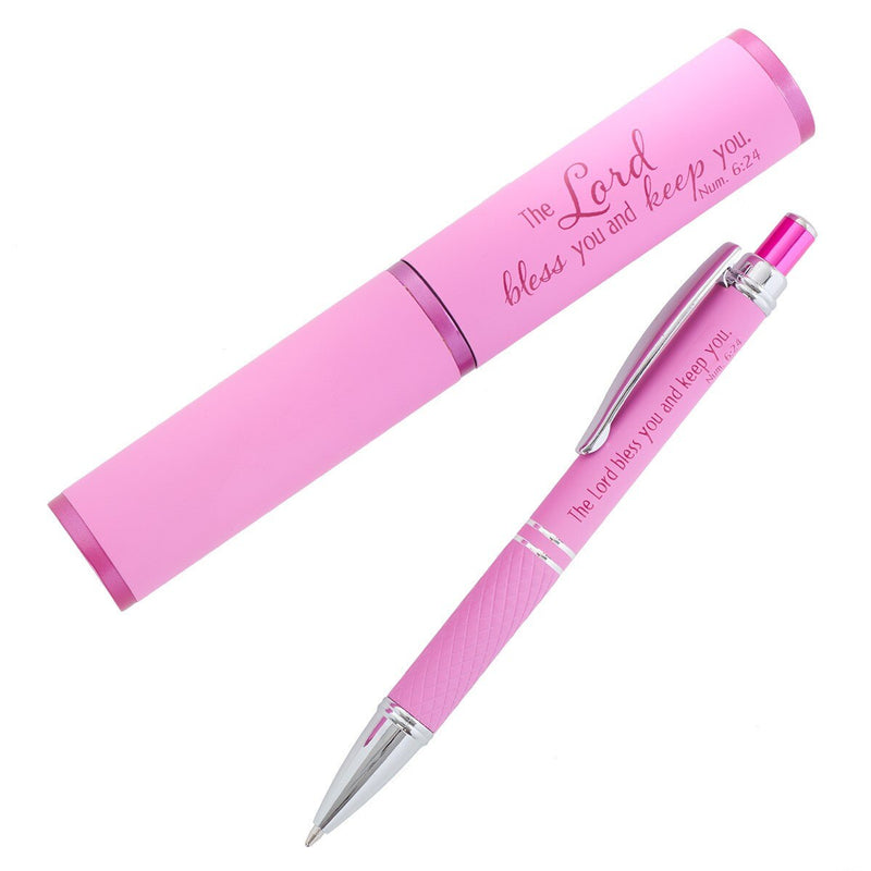 Stylish Pen and Case - Pink - "The Lord Bless You And Keep You."  Num. 6:24