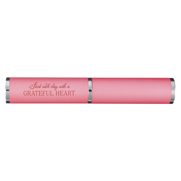 Pink Grateful Heart Stylish Pen and Case Gift Set