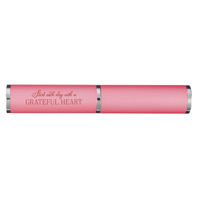 Pink Grateful Heart Stylish Pen and Case Gift Set