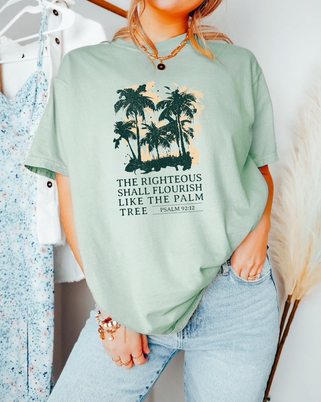 Palm Tree Christian Comfort Colors T-Shirt, Faith Beach Gift