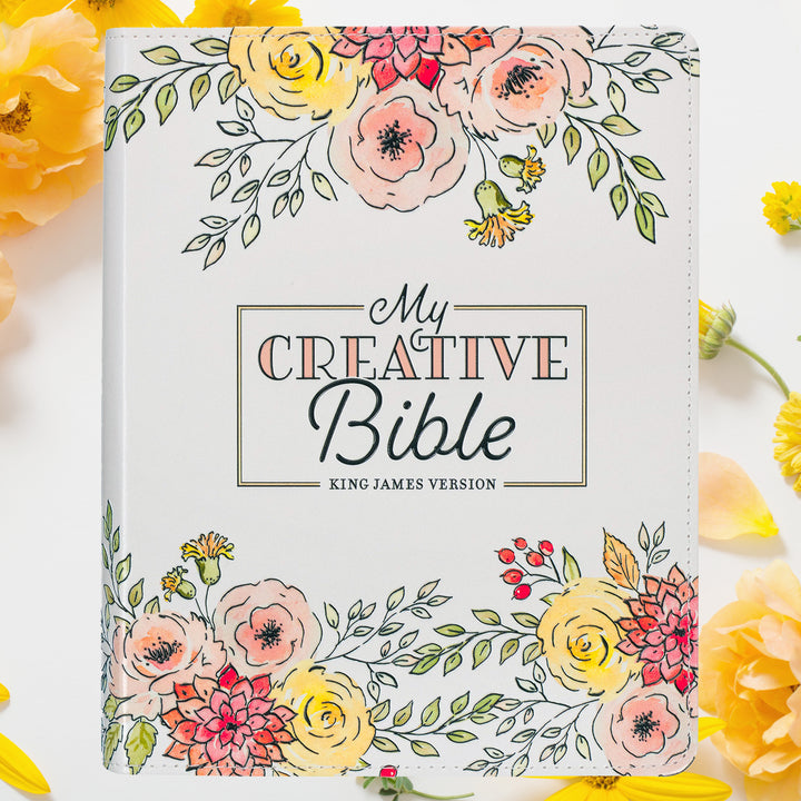 Pearlized White Faux Leather KJV My Creative Bible