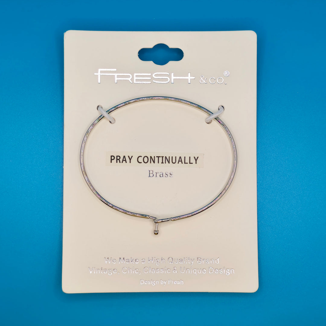 PRAY CONTINUALLY Inspirational Message Bracelet Positive Message Engraved Thin Bangle - Jewelry