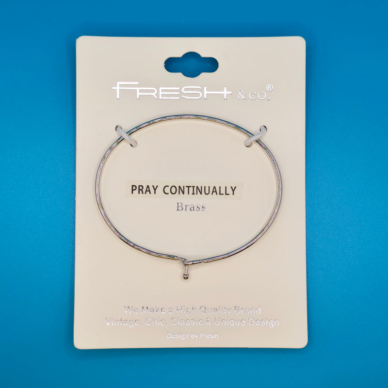 PRAY CONTINUALLY Inspirational Message Bracelet Positive Message Engraved Thin Bangle - Jewelry