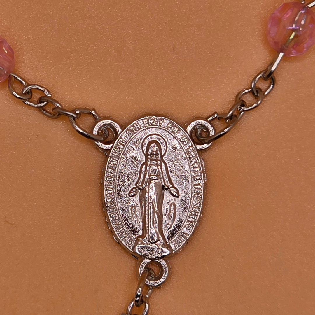 Rose zircon bead - Car Rosary