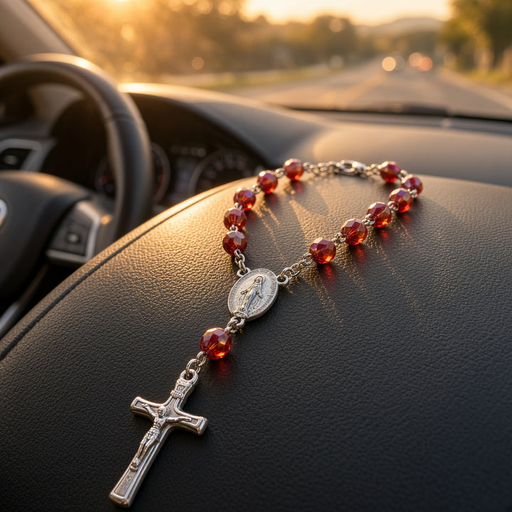 Ruby Bead - Car Rosary
