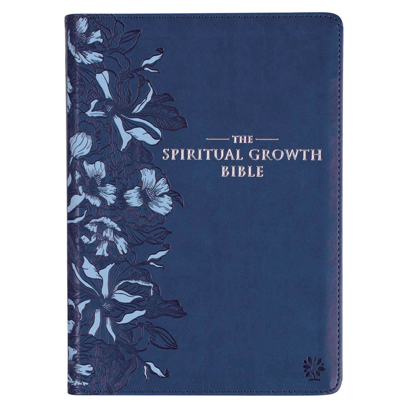 Navy Blue Faux Leather Spiritual Growth Bible