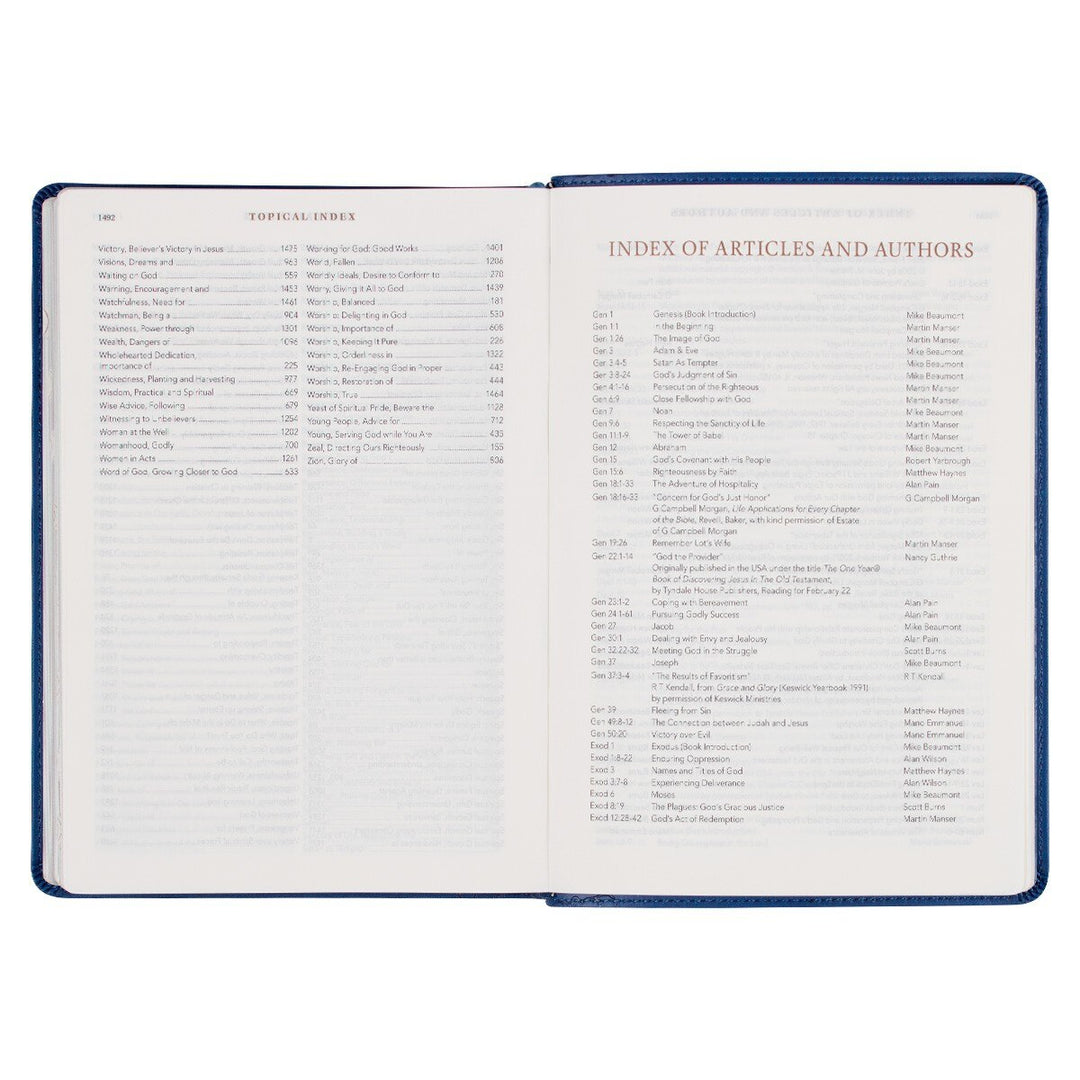 Navy Blue Faux Leather Spiritual Growth Bible