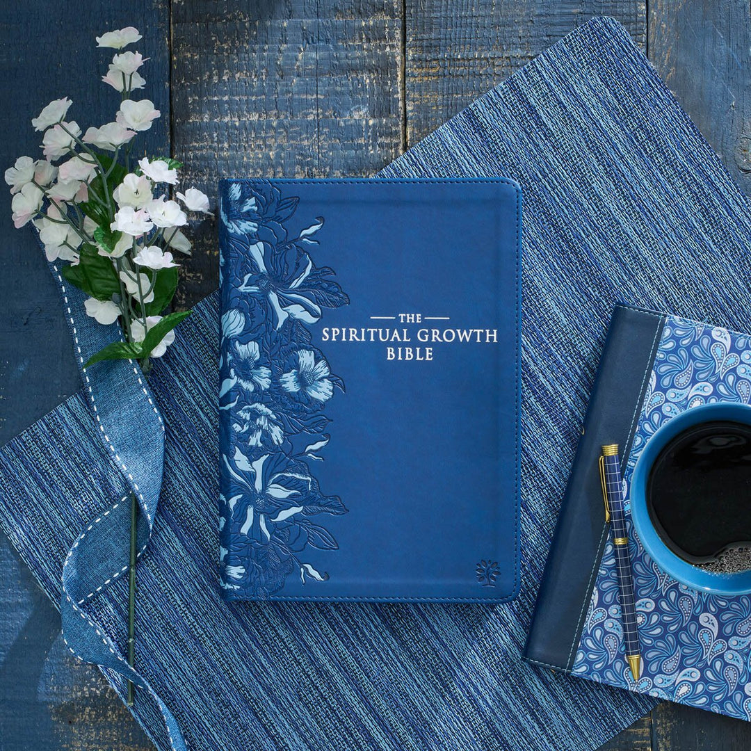 Navy Blue Faux Leather Spiritual Growth Bible