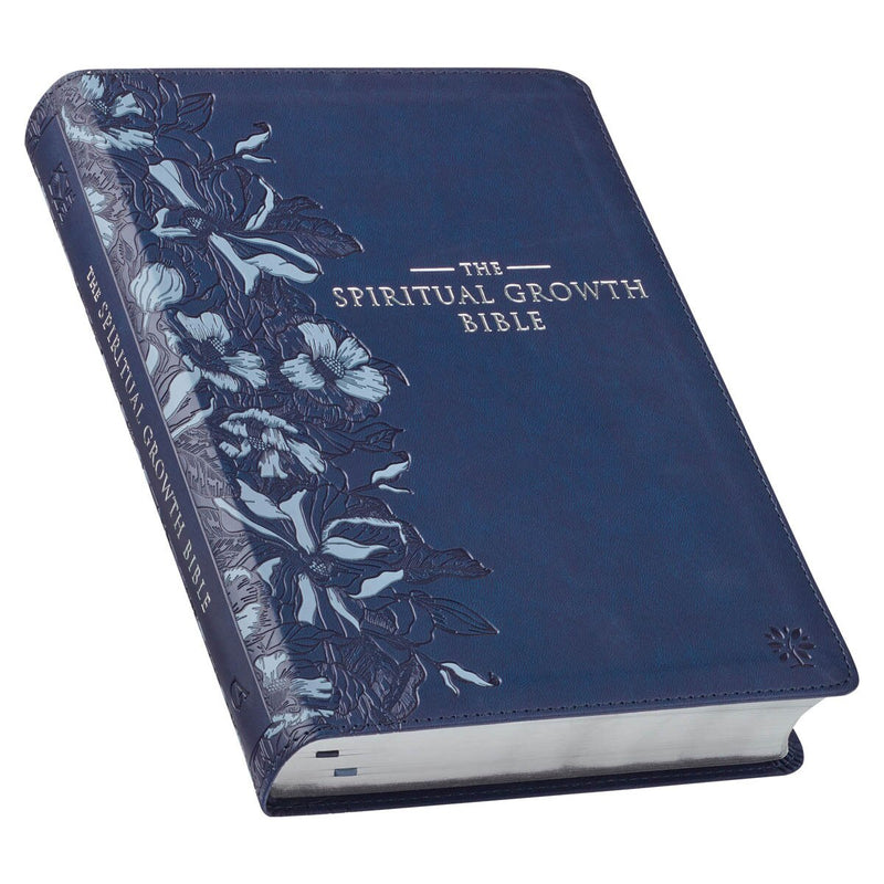 Navy Blue Faux Leather Spiritual Growth Bible