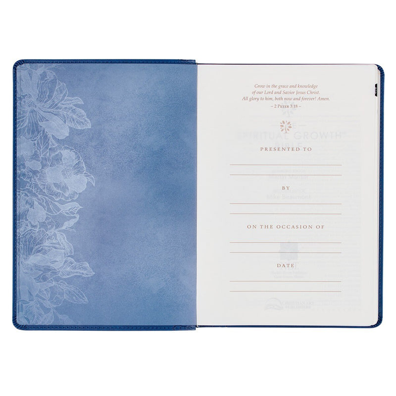 Navy Blue Faux Leather Spiritual Growth Bible