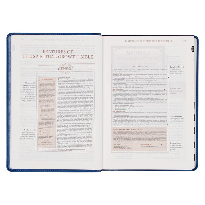 Navy Blue Faux Leather Spiritual Growth Bible