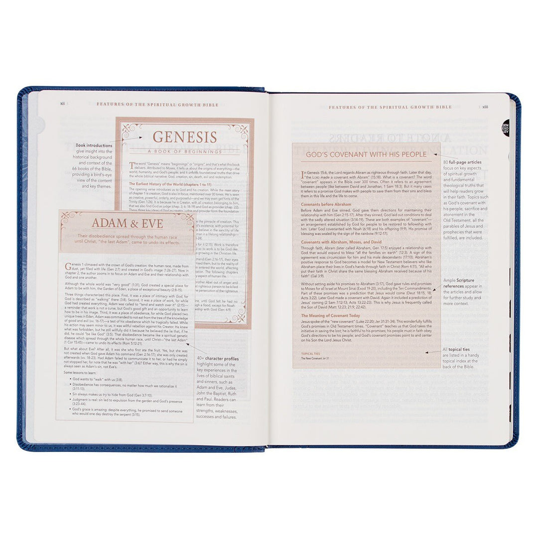 Navy Blue Faux Leather Spiritual Growth Bible