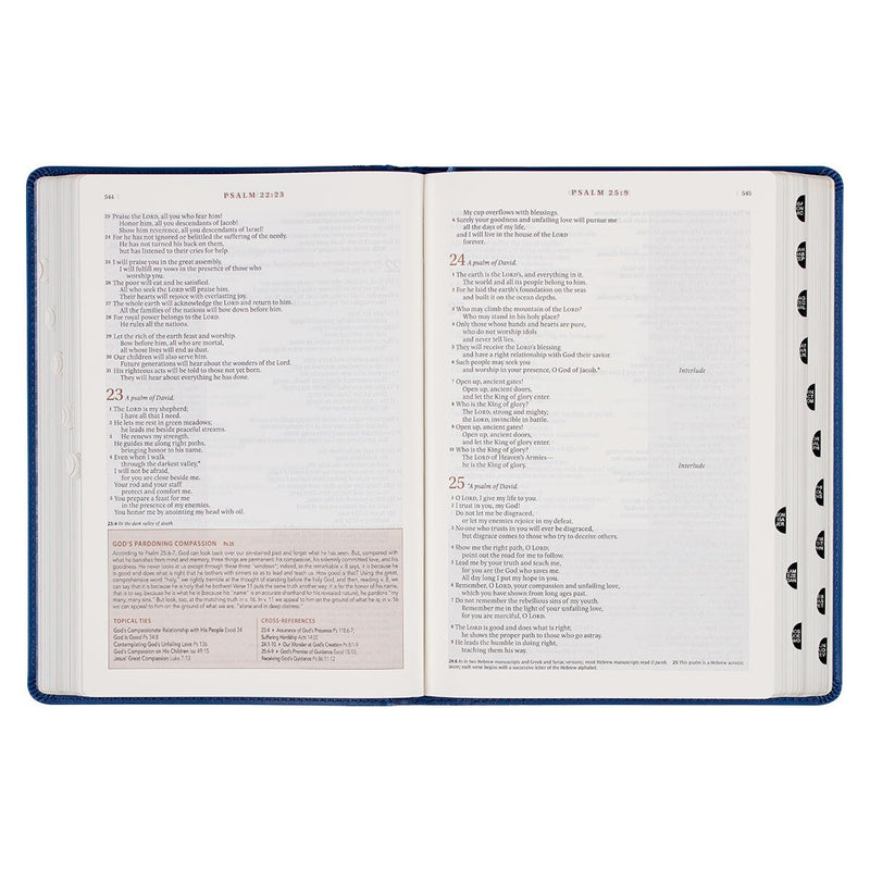 Navy Blue Faux Leather Spiritual Growth Bible