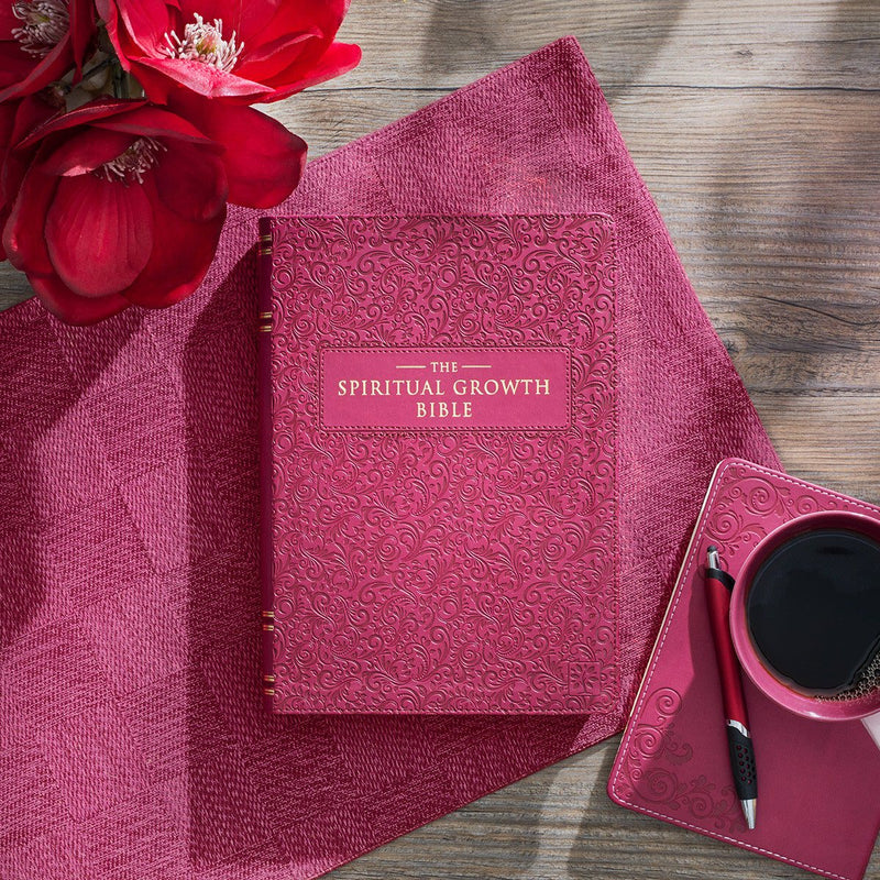 Berry Faux Leather Spiritual Growth Bible