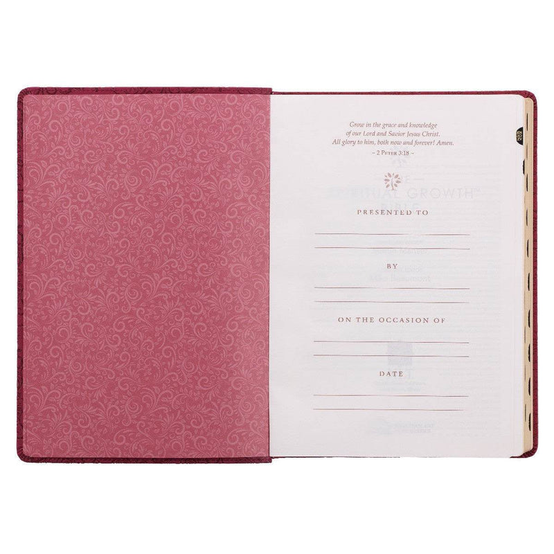 Berry Faux Leather Spiritual Growth Bible