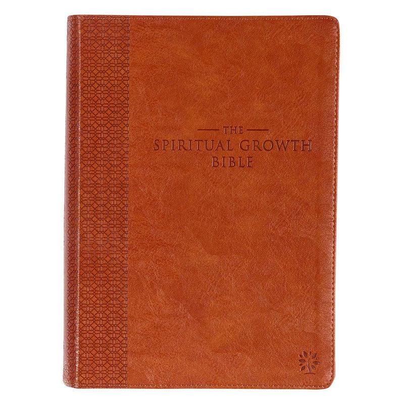 Saddle Tan Faux Leather Spiritual Growth Bible