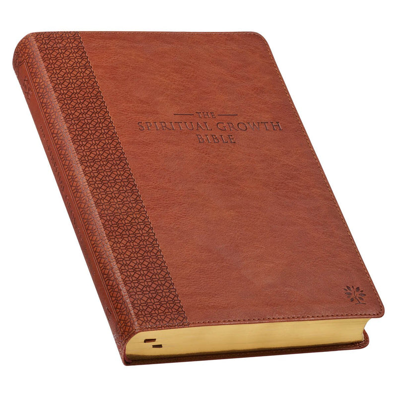 Saddle Tan Faux Leather Spiritual Growth Bible