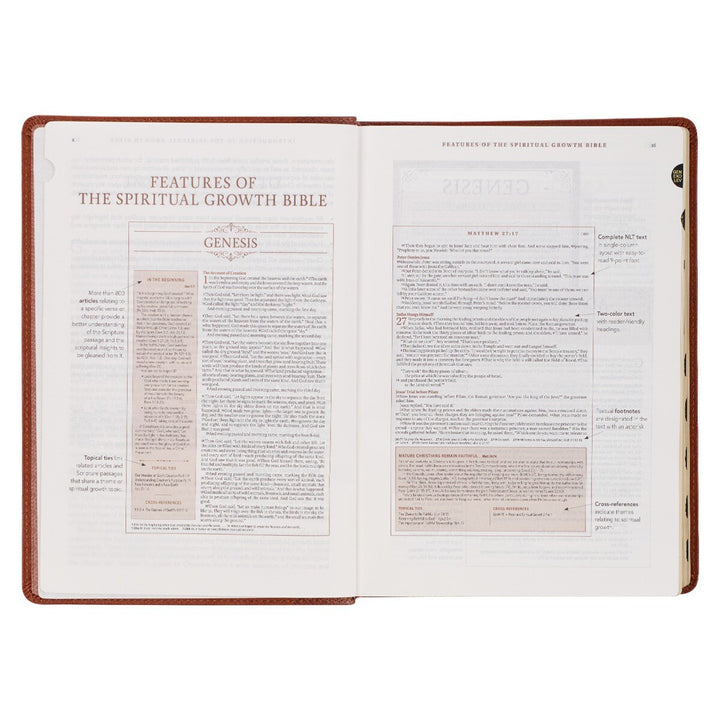 Saddle Tan Faux Leather Spiritual Growth Bible