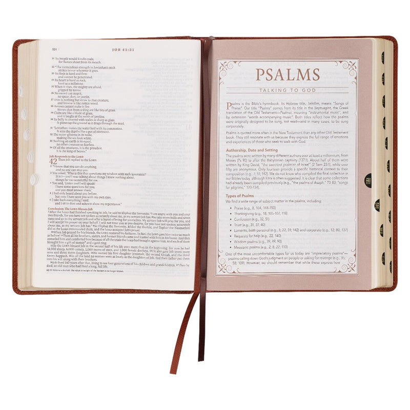 Saddle Tan Faux Leather Spiritual Growth Bible