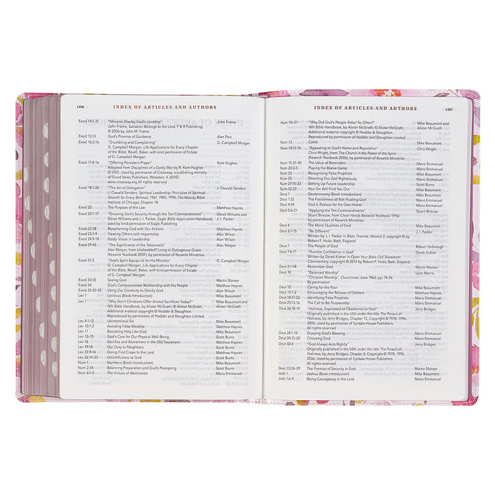 Pink Floral Faux Leather Spiritual Growth Bible