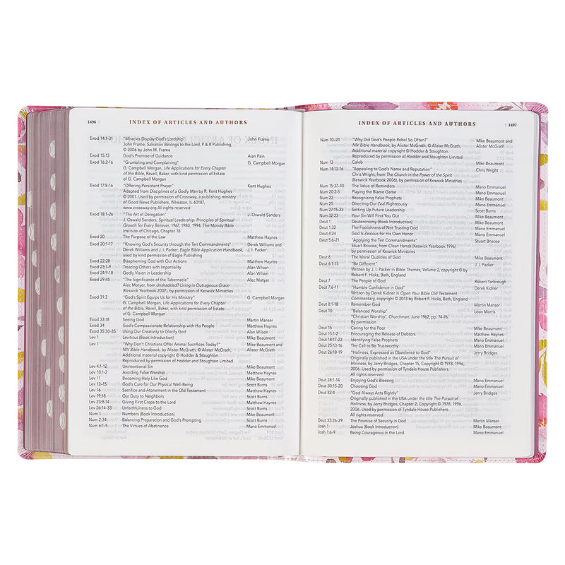 Pink Floral Faux Leather Spiritual Growth Bible