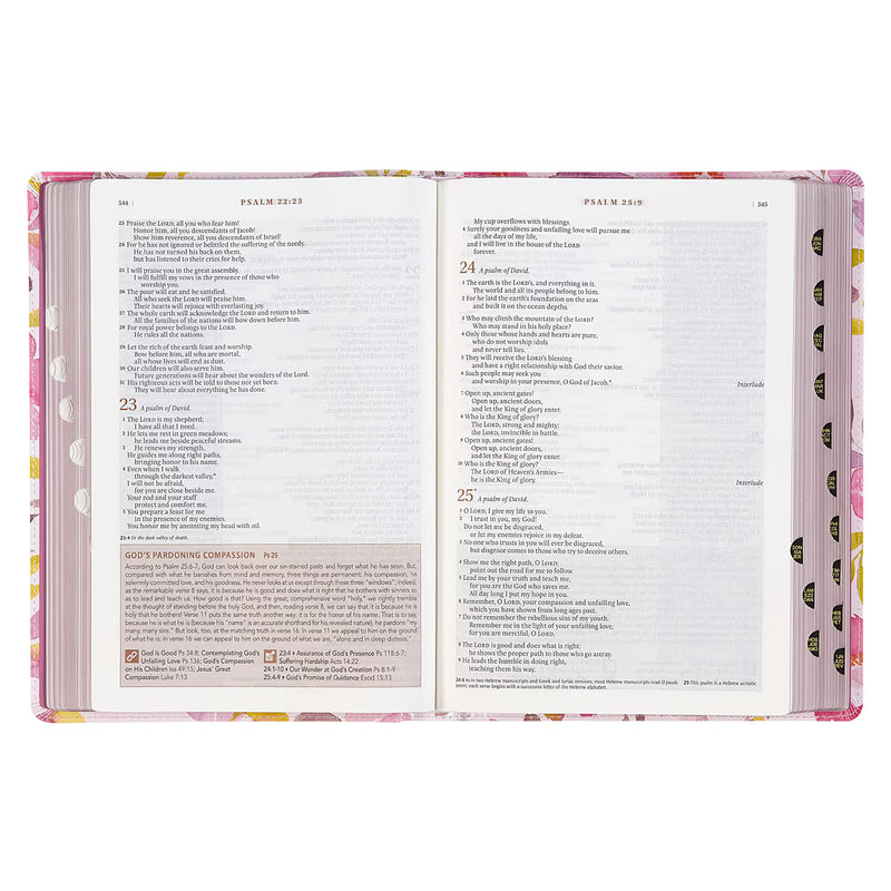 Pink Floral Faux Leather Spiritual Growth Bible