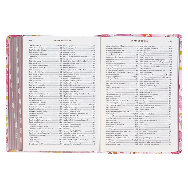 Pink Floral Faux Leather Spiritual Growth Bible