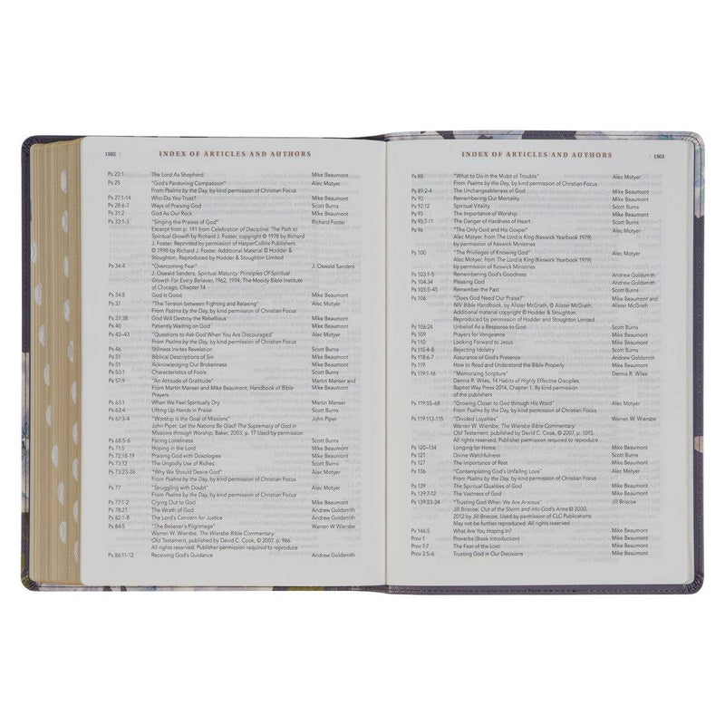 Slate-colored Floral Print Faux Leather Spiritual Growth Bible