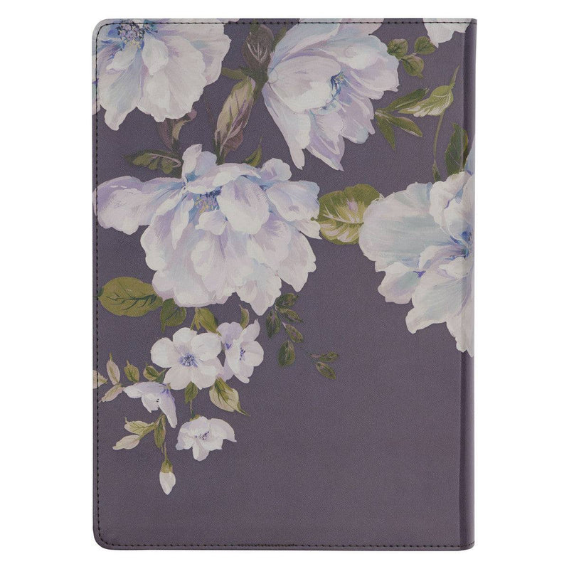 Slate-colored Floral Print Faux Leather Spiritual Growth Bible