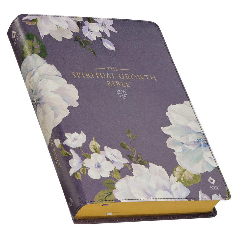 Slate-colored Floral Print Faux Leather Spiritual Growth Bible