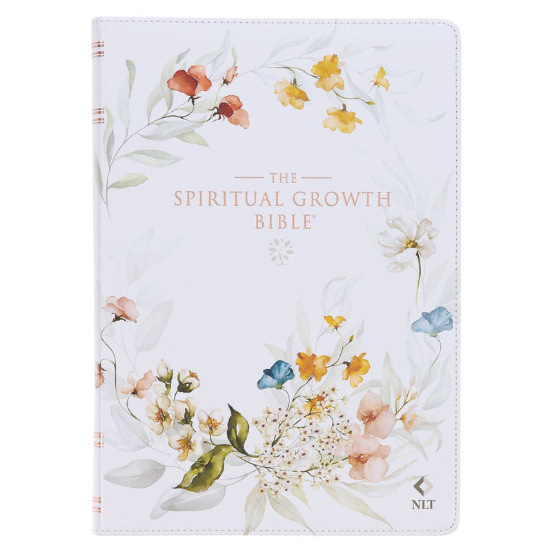 Cream-colored Floral Faux Leather Spiritual Growth Bible