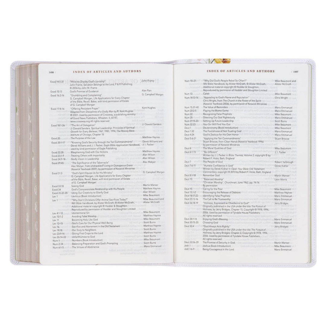 Cream-colored Floral Faux Leather Spiritual Growth Bible